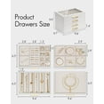 thumbnail image 4 of Jewelry Box for Women, Glass Lid Jewelry Organizer with 4 Drawers for Necklaces Rings Earrings Bracelets Christmas Gift - White, 4 of 5