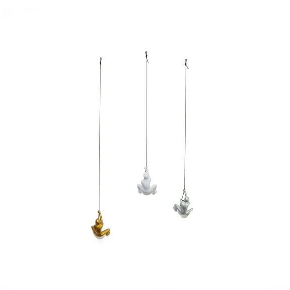 Climbing Man Classic Wall-Art Sculpture | 3-Pack | Gold,white & silver