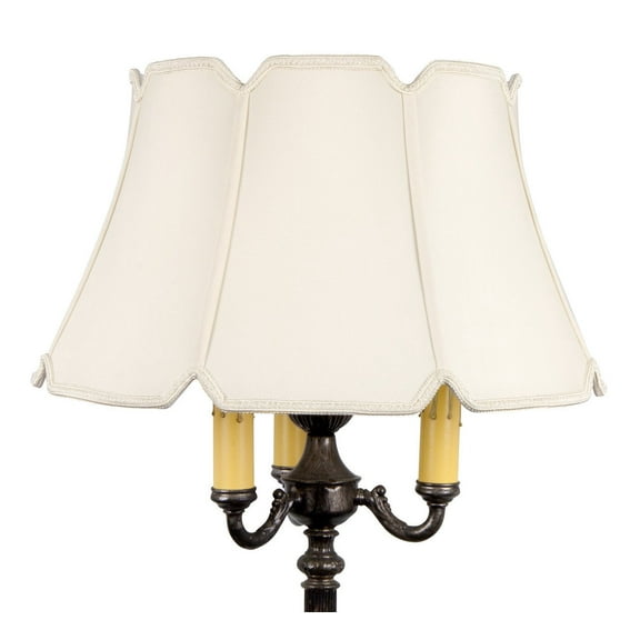Egghshell Silk 17 Inch Victorian V-Notch Floor Lampshade Replacement