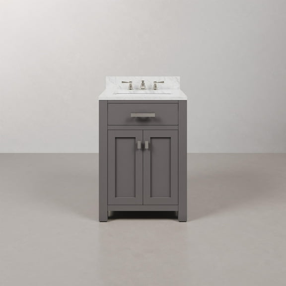 Water Creation Madison 24" Hardwood Single Bathroom Vanity in Gray & Chrome