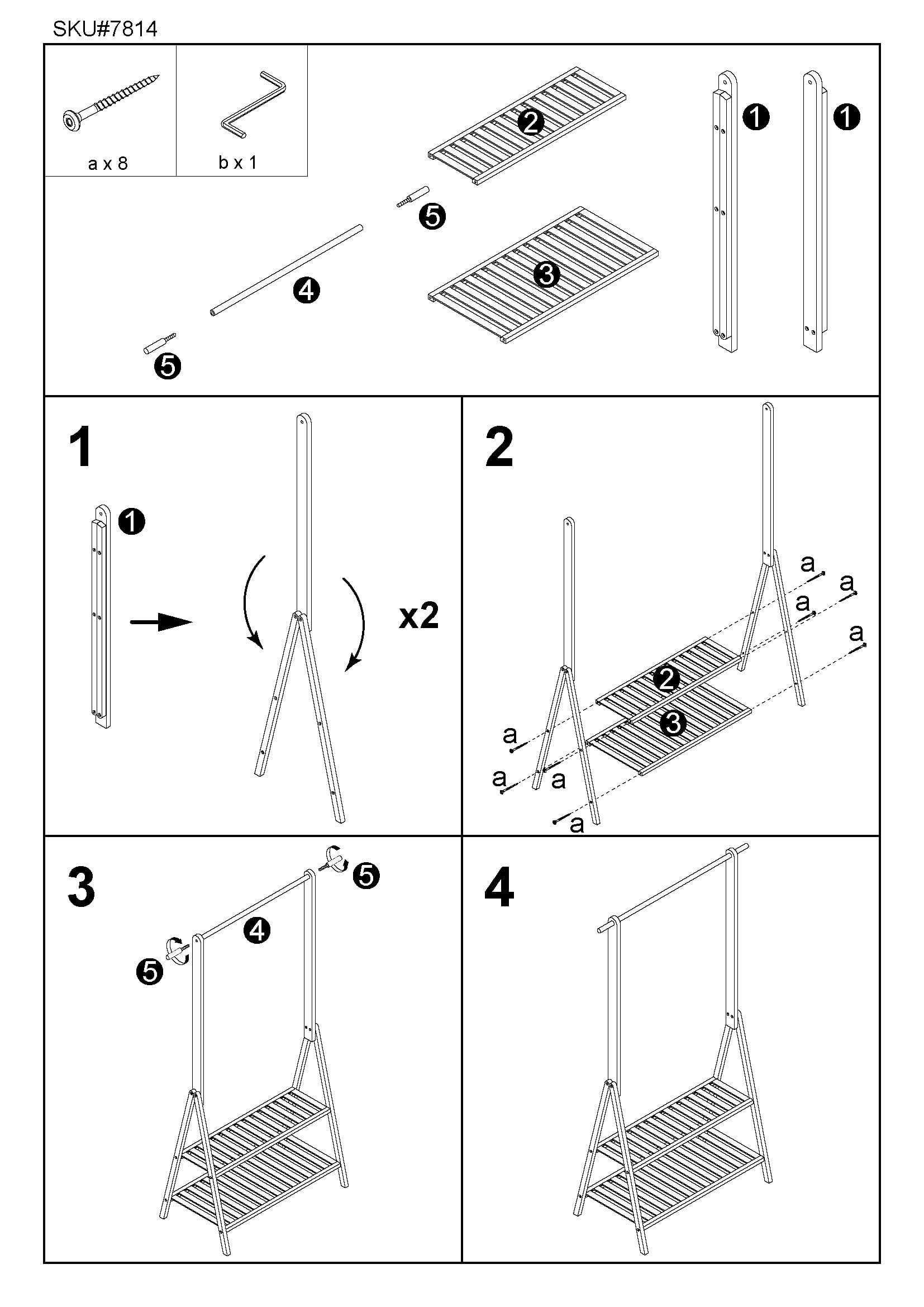 Mainstays Wood Garment Rack, 2-in-1, Dark Wood