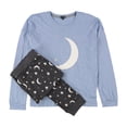 thumbnail image 1 of Cozy Zoe Ensemble de Pyjama Lune et Étoiles pour Femmes, Bleu, Grand, 1 of 4