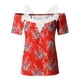 thumbnail image 5 of Blusa informal de manga corta con cuello en V y encaje con hombros descubiertos para mujer OAVQHLG3B Store  lin121212, 5 of 5