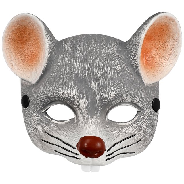 WORGEOUS Máscara de carnaval de 1 pieza, máscara de ratón 3D, cubierta facial para fiestas, suministros de Halloween para fiestas de cosplay, para niños y adultos (gris claro)