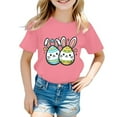 thumbnail image 1 of XDZJLR T-Shirts Filles Enfants Été Imprimé Mignon Pâques Manches Courtes Col Rond Vêtements Décontractés 4-5 Ans, 1 of 4