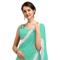 thumbnail image 2 of Women's Georgette Partywear Saree Ruffle Frill Sari with Readymade Blouse , Color: Sea Green | Size: 40, 2 of 6