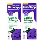 2 Pack - Children’s Dimetapp® Cold & Allergy Liquid – Grape Flavor, Alcohol-Free, 8 fl oz