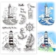 thumbnail image 1 of Sellos transparentes de silicona con diseño de faro, velero y gaviota, con ancla, brújula y motivos náuticos., 1 of 8