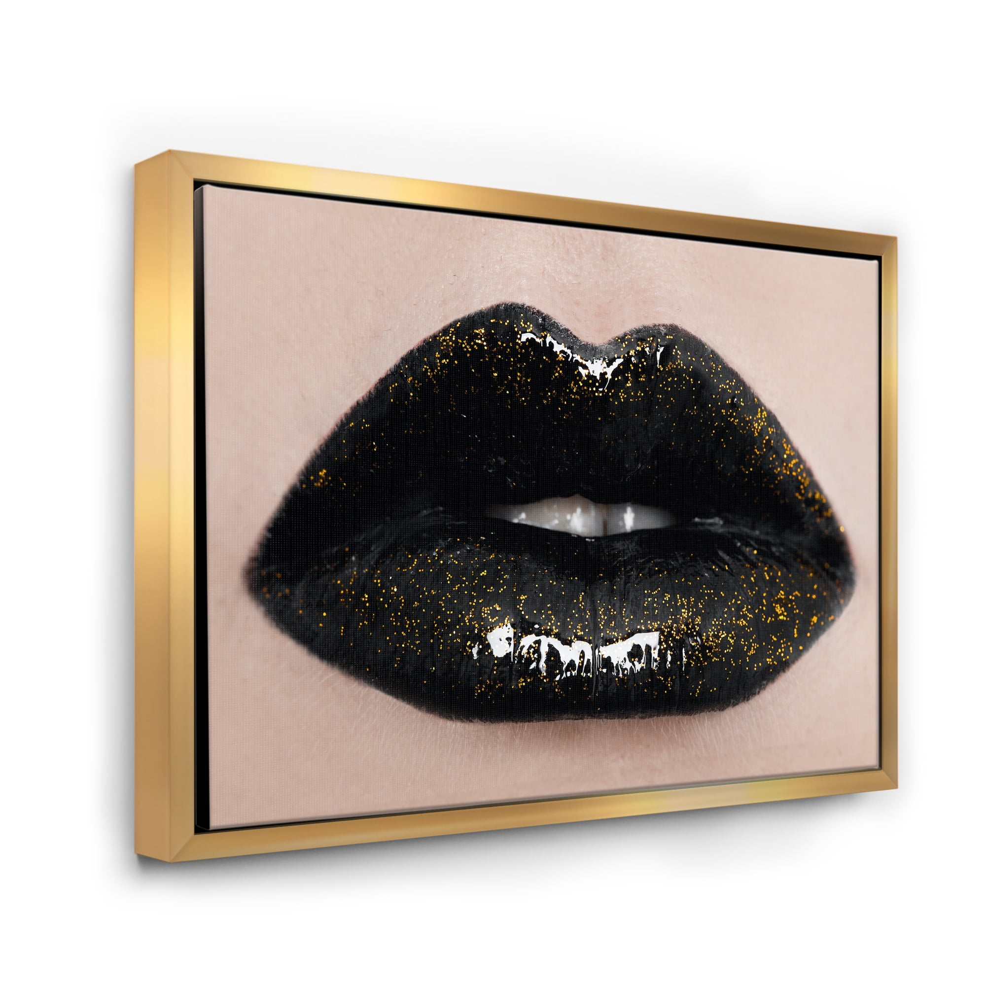 Close-Up Of Gorgeous Female Lips I 32 in x 16 in Framed Painting Canvas Art Print, by Designart