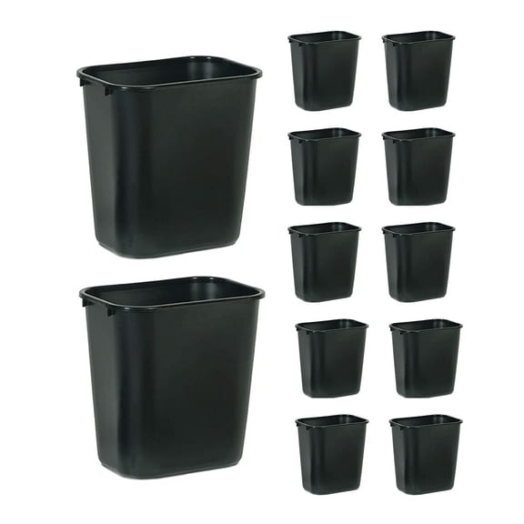Rubbermaid Commercial Products Fg295600Bla Plastic Resin Wastebasket Trash Can for Bedroom Bathroom, Office, 7 Gallon/28 Quart, Black (Pack of 12)