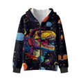 thumbnail image 4 of Xoenoiee Dinosaur Star Universe Print Hoodies for Boys Pullover Kids Teens Fleece Jacket Sweatshirts Long Sleeve Hoody Tunic with Pocket Novelty Holiday Party Costume Sports Shirt with Zipper, M, 4 of 7