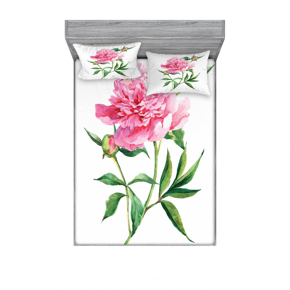 Watercolor Flower Bedding Set with Sheet & Covers, Vintage Peony