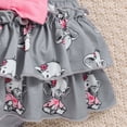 thumbnail image 5 of kaprioy Toddler Baby Girls Summer Outfits 0 3 6 9 12 18 Months Short Sleeve Cartoon Elephant Striped Romper + Bowknot Skirt + Headband 3 Piece Clothes, 5 of 7
