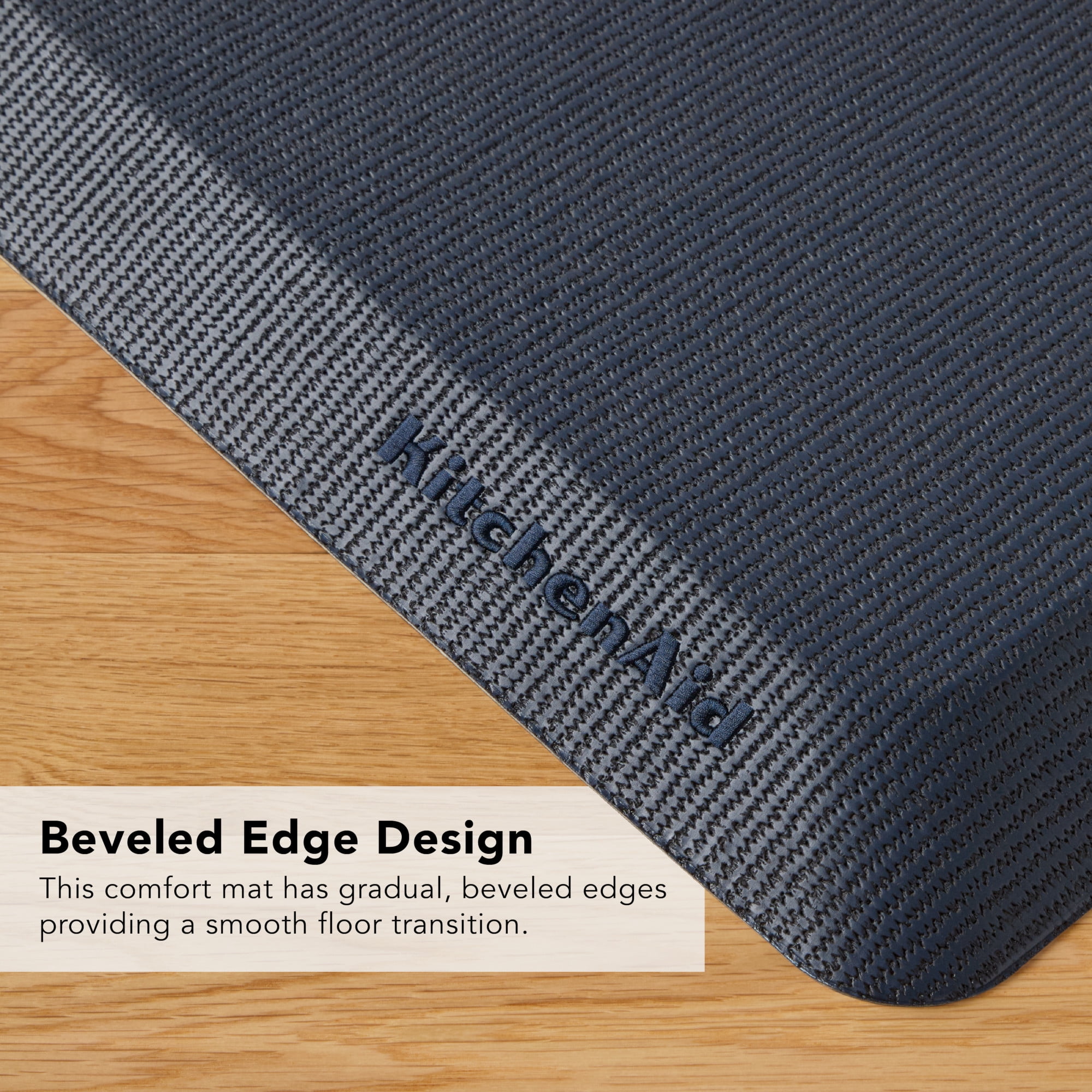 KitchenAid Classic Series Solid Basketweave Kitchen Comfort Mat, Ink Blue, 20"x39"