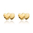 thumbnail image 3 of 14K Solid Yellow Gold Double Heart Stud Earrings, 3 of 10