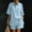 Blue plus size 2 piece set a1, variant on Cagogo Women Plus Size 2 Piece Set Casual Collared Short Sleeve Shirt Shorts Solid Summer Outfits Tracksuits Lounge Sets Vacation Travel Clothes, Blue 3XL