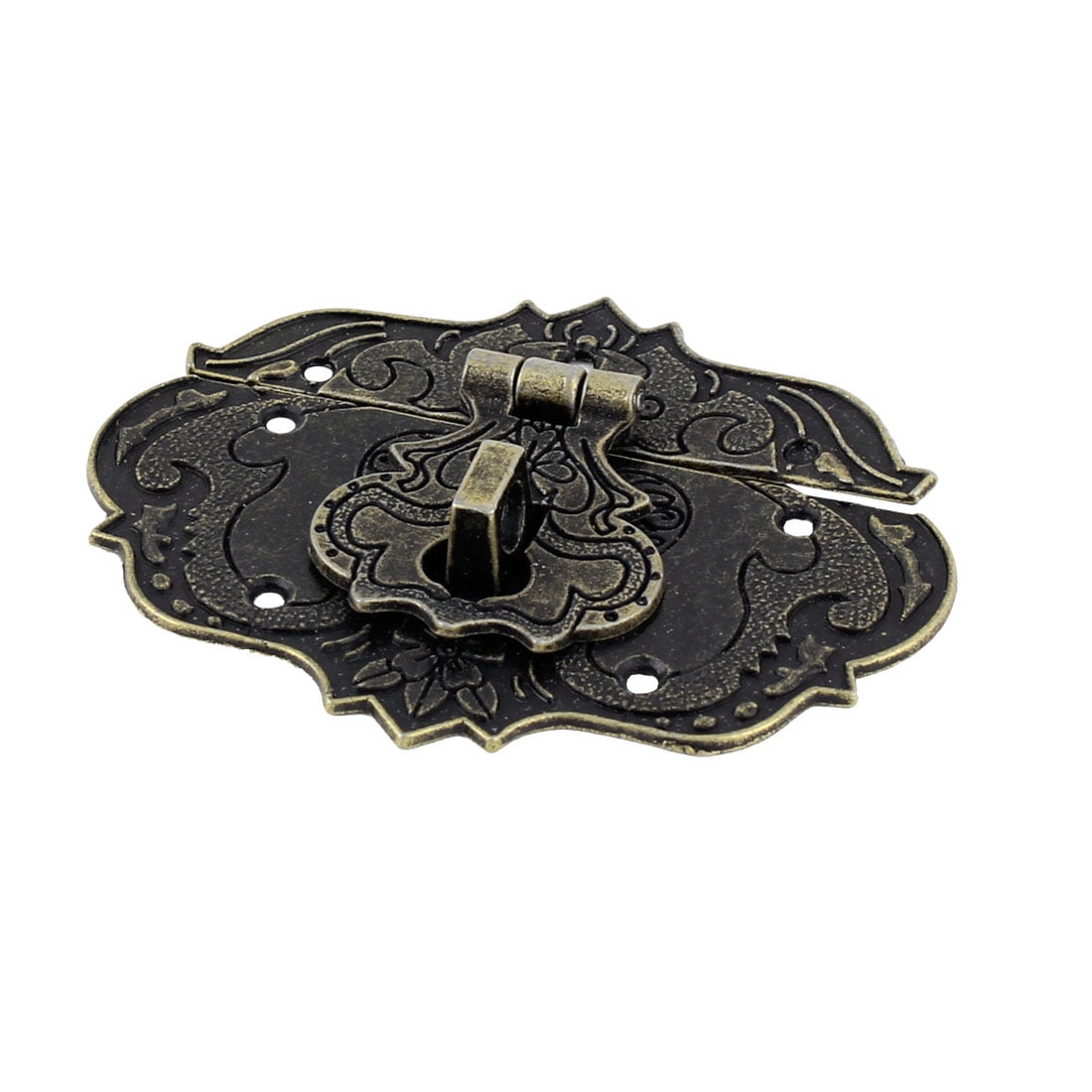 Antique Style Zinc Alloy Suitcase Jewelry Hasp Box Latch Lock Bronze Tone
