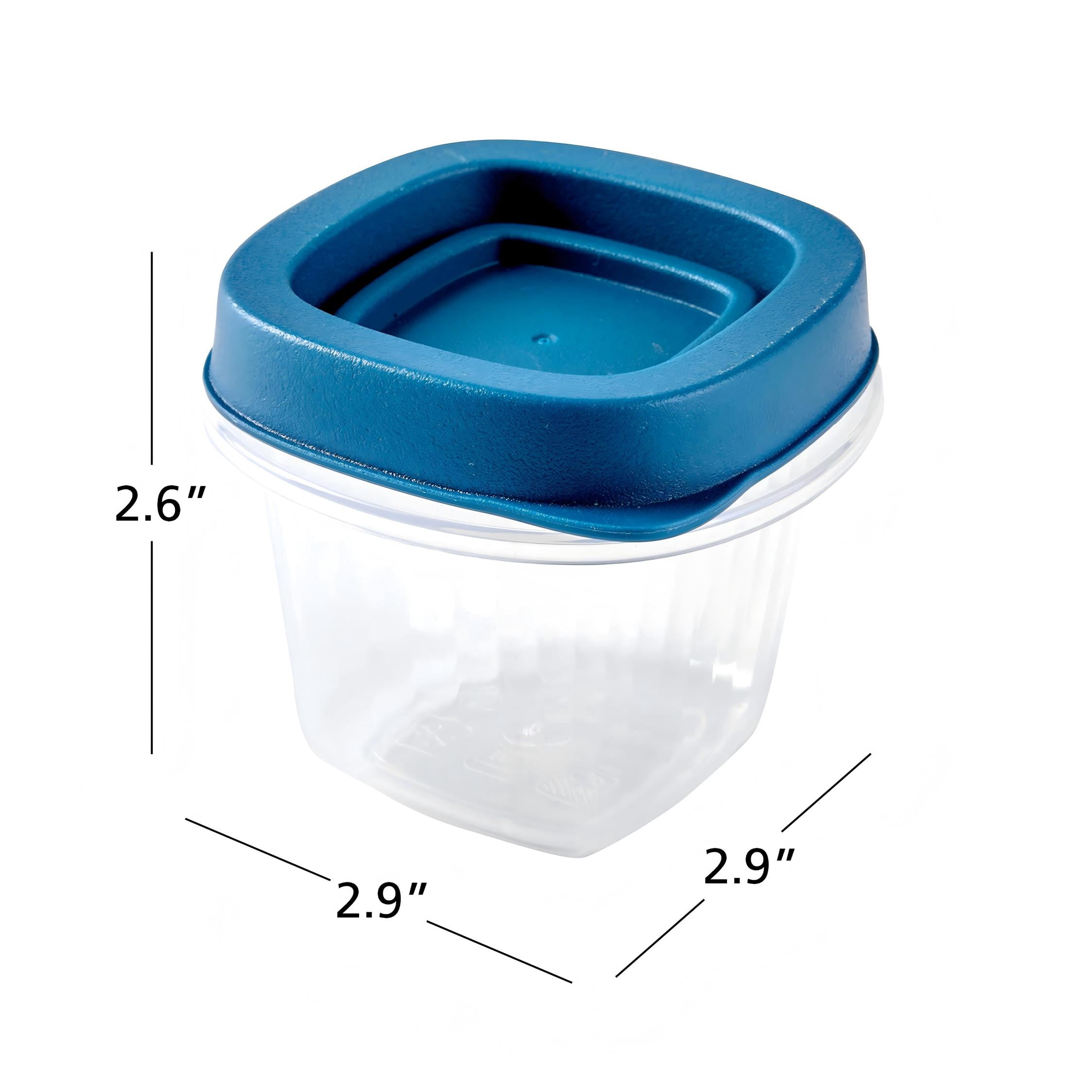 (2 pack) Mainstays Reusable Food Storage Container,  Extra-Small Square, Plastic 4-Pack, 4 Containers with Lids, 0.5 Cup, Ideal for Snacks and Sauces