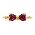 thumbnail image 4 of 14K Yellow Gold Ring Band Birthstone (07) July Ruby, Lab Created Heart Red, Size 9, 4 of 5
