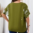 thumbnail image 2 of Patlollav Women Cotton Linen Tshirt Summer Plus Size Floral Short Sleeve Tunic Tops 2024 Casual Round Neck Tee Shirts, 2 of 6