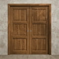 thumbnail image 3 of Sliding French Double Pocket Doors 72 x 84 inches | Ego 5010 Cognac Oak | Kit Rail Hardware | Solid Wood Interior Bedroom Modern Doors, 3 of 5