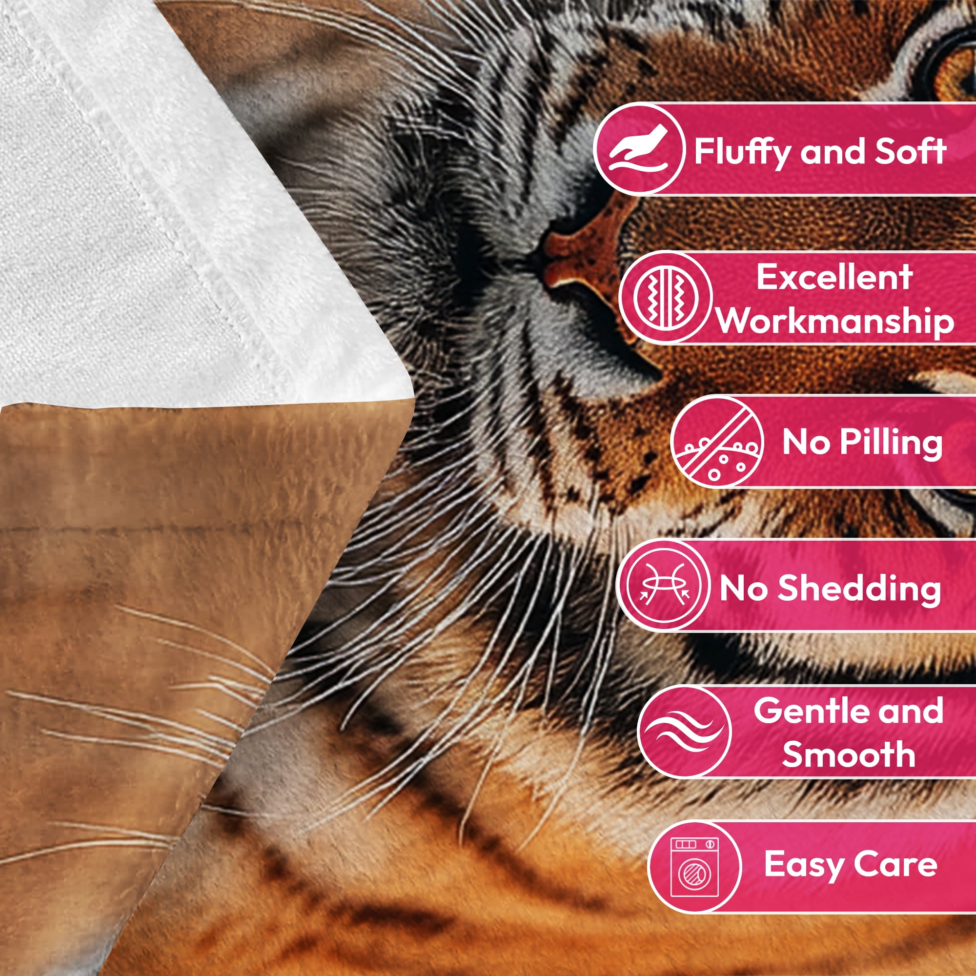 Flannel Fleece Throw Blanket, Soft Large Throw Blanket, Lightweight Cozy Plush Throw Blanket Fit Sofa Bed, 40"x50", Tiger