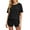 02-Black, variant on Womens Waffle Knit Pajama Sets Short Sleeve Tops and Shorts Two Piece Lounge Sets Soft Sleepwear with Pocket