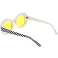 thumbnail image 4 of Large Retro Checkered Oval Sunglasses Thick Frame Colored Lens Wide Arms 53mm (Checkered / Yellow), 4 of 4