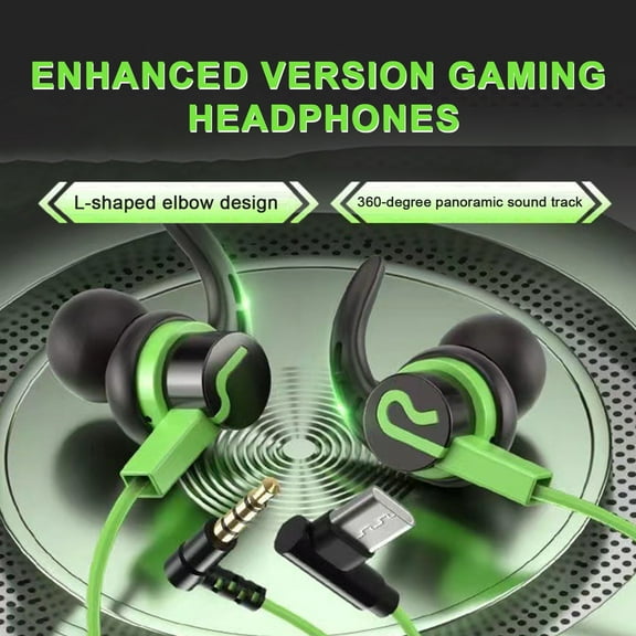 Joernso Wired Headphone 3.5mm/Type-C Sports Headset Stereo Sound In-ear Earphone with Mic for Gaming Music Call