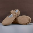 thumbnail image 2 of Xfvqtps Ballet Shoes for Girls Soft Sole Non Slip Cross Elastic Straps Solid Color Canvas Dance Shoes for Gymnastics Performance Khaki, 2 of 5