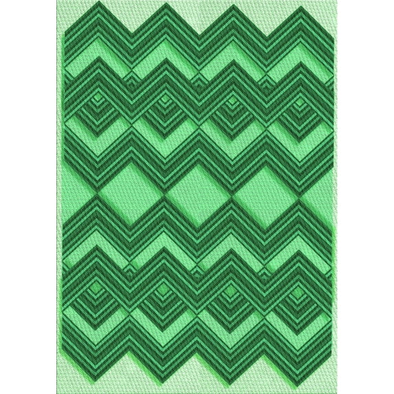 Ahgly Company Machine Washable Indoor Rectangle Transitional Green Area Rugs, 6' x 9'