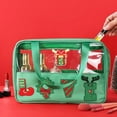 thumbnail image 4 of Juego de neceseres navideños transparentes - Organizador de artículos de tocador de viaje con bordado festivo de Papá Noel y árbol Un neceser de maquillaje, 4 of 5