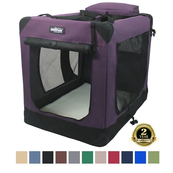 EliteField 3-Door Folding Soft Dog Crate with Carrying Bag and Fleece Bed (2 Year Warranty), Indoor & Outdoor Pet Home