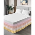 thumbnail image 4 of Colorful Stripe Wrap Around Bed Skirts for King Bed 18" Drop,Bed Skirt with Adjustable Elastic Belt Dust Ruffle Bed Valance for Bedroom Hotel Modern Pink Red Yellow Vertical Striped Bed Frame Cover, 4 of 7
