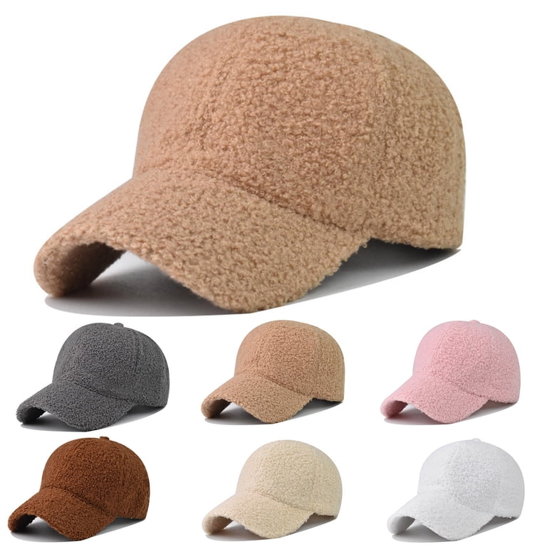 Yanhaigong Sherpa Baseball Hat, Adjustable Lamb Wool Cap  display picture 2