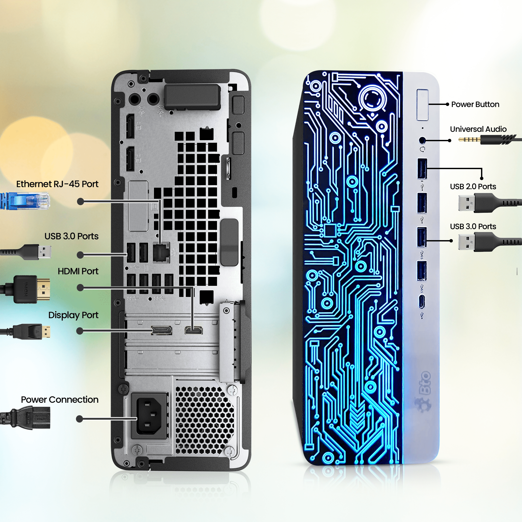 HP Gaming Desktop Bundle, Intel i7-6th Gen, 16GB RAM, 256GB SSD + 1TB HDD, NVIDIA GT 1030, 22" Monitor, RGB, Win 11