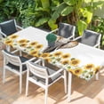 thumbnail image 2 of Modern Elephants Table Cloths for 8 Foot Rectangle Tables, Spring Summer Watercolor Sunflowers Daisy Patio Waterproof Elastic Fitted Tablecloths, Washable Rectangular Table Cover for Camping, 2 of 8