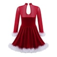 thumbnail image 4 of TTAO Kids Girls Christmas Performance Dance Clothes Shiny Sequined Feather Dress for Dancing Ice Figure Skating Red 8, 4 of 7
