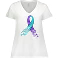 thumbnail image 3 of Inktastic Suicide Prevention Ribbon with Blue and Purple Hearts Women's Plus Size V-Neck T-Shirt, 3 of 5