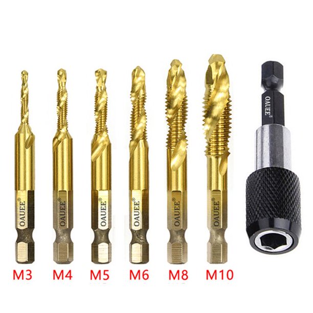 1/2/3/6 uds, broca de taladro para grifo, vástago hexagonal, tornillo HSS chapado en titanio, broca de rosca, máquina de tornillo, grifo compuesto M3, M4, M5, M6, M8, M10, herramientas manuales Tan Jianjun unisex