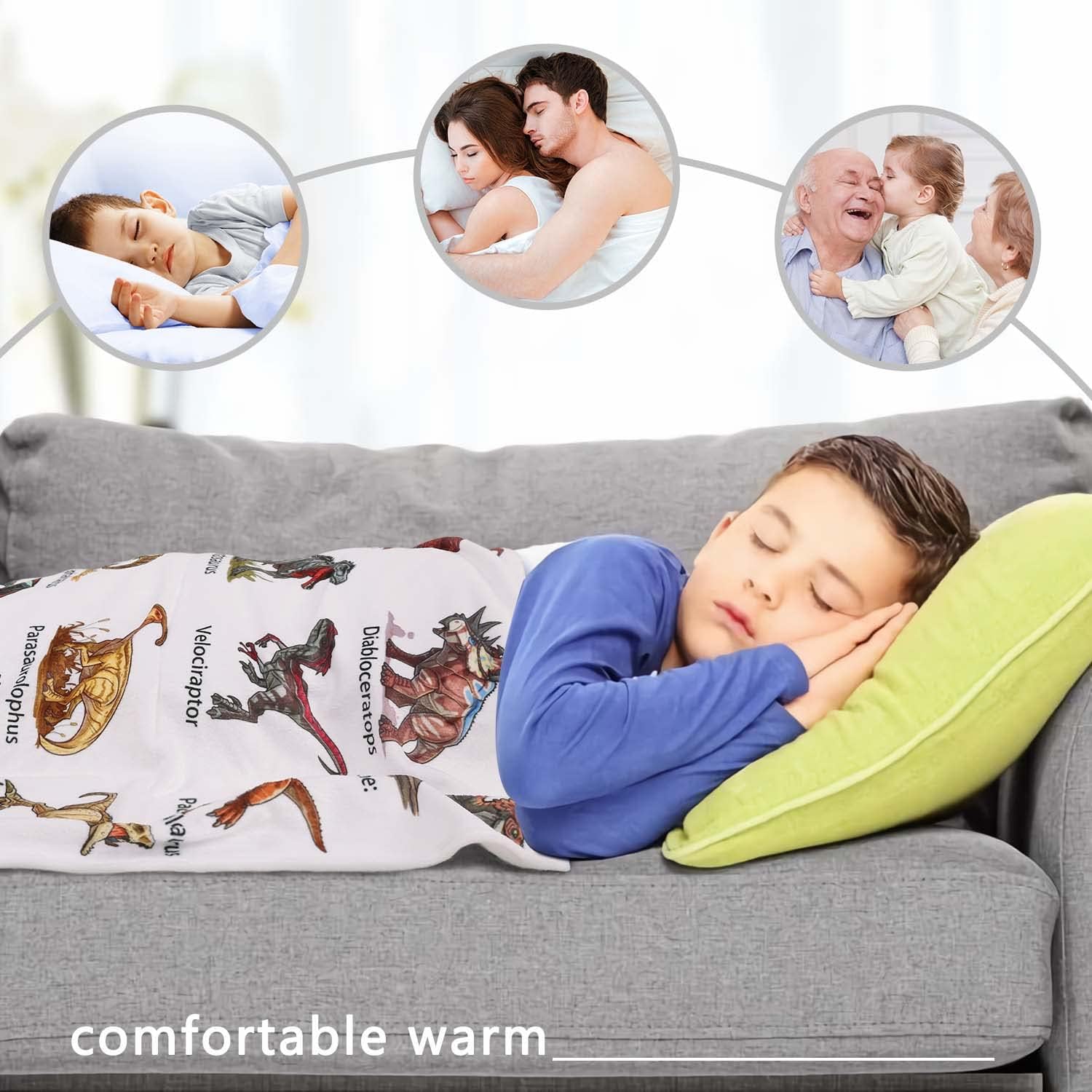 Dinosaur Blanket for Boys - Jurassic Dino Kids Teens Sofa Bed Plush Blanket, Soft Cozy Flannel Blanket Dinosaur Room Decor Gifts for Boys 50x60 Inches