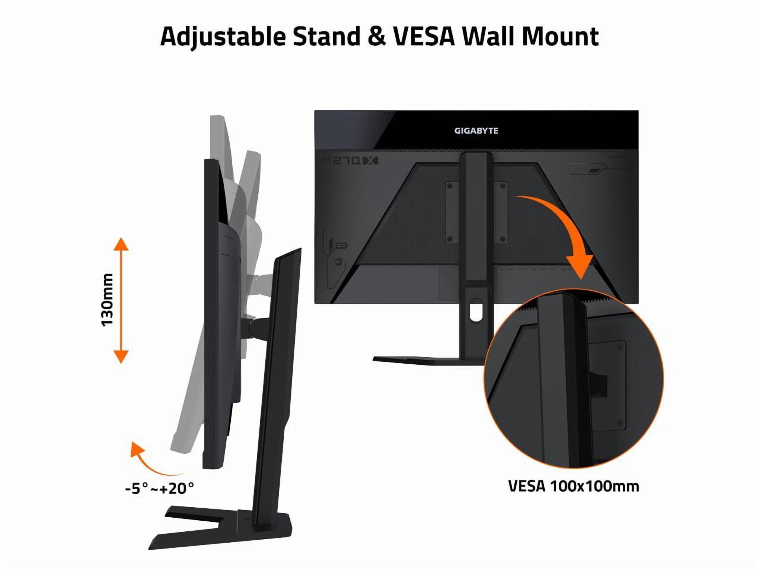GIGABYTE - M27Q X - 27" IPS Gaming Monitor - QHD 2560x1440 - 240Hz - 1ms GTG - AMD FreeSync Premium - Type C KVM - HDMI, DP, Type C - Height Adjustable - Black