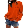 thumbnail image 6 of XFLWAM Womens Crewneck Long Sleeve Sweatshirt Solid Color Casual Loose Fit Pullover Tops Fall Winter Dressy Tunic Fashion Clothes Orange XL, 6 of 9