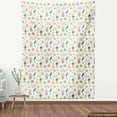 thumbnail image 4 of Ambesonne Tropical Fabric by the Yard Upholstery, Pineapple Flower Heart Art, 10 Yards, Pale Orange and Teal, 4 of 5