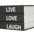thumbnail image 4 of DecMode Faux Storage Book Black Canvas Decorative Box with White Live, Laugh, Love Text, 2 Count, 4 of 16