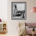 thumbnail image 3 of Historic Framed Print, Rhode Island. Newport. A.C. James home Suprise Valley", men loading sacks of grain from truck in courtyard into second floor doorway of barn", 17-7/8" x 21-7/8", 3 of 9