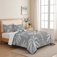 thumbnail image 5 of Quilts Twin Size Bedding Set, Grey Palm Tree Lightweight Quilted Comforter, Summer Botanical Tropical Tree Soft Reversible Bedspread Coverlet with Pillow Covers for All Season, 68" x 86", 5 of 9