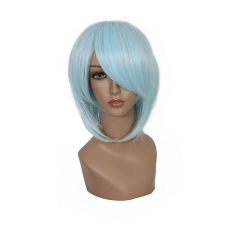 Unique Bargains Wigs for Women 14" Blue Wigs with Wig Cap Shoulder Length