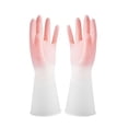 thumbnail image 2 of 1Pair Waterproof Rubber Cleaning Gloves, Premium Reusable Kitchen Dishwashing Gloves with Long Cuff, Non-Slip Scratch Resistant Household Gloves for Cleaning, Cooking, Bathroom & Sanitary,Pink,M, 2 of 5