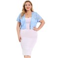 thumbnail image 4 of Women's Plus Size Shrug Cardigan Lace Allover Open Front Short Sleeve Crop Bolero Jacket Light Blue 4X, 4 of 7
